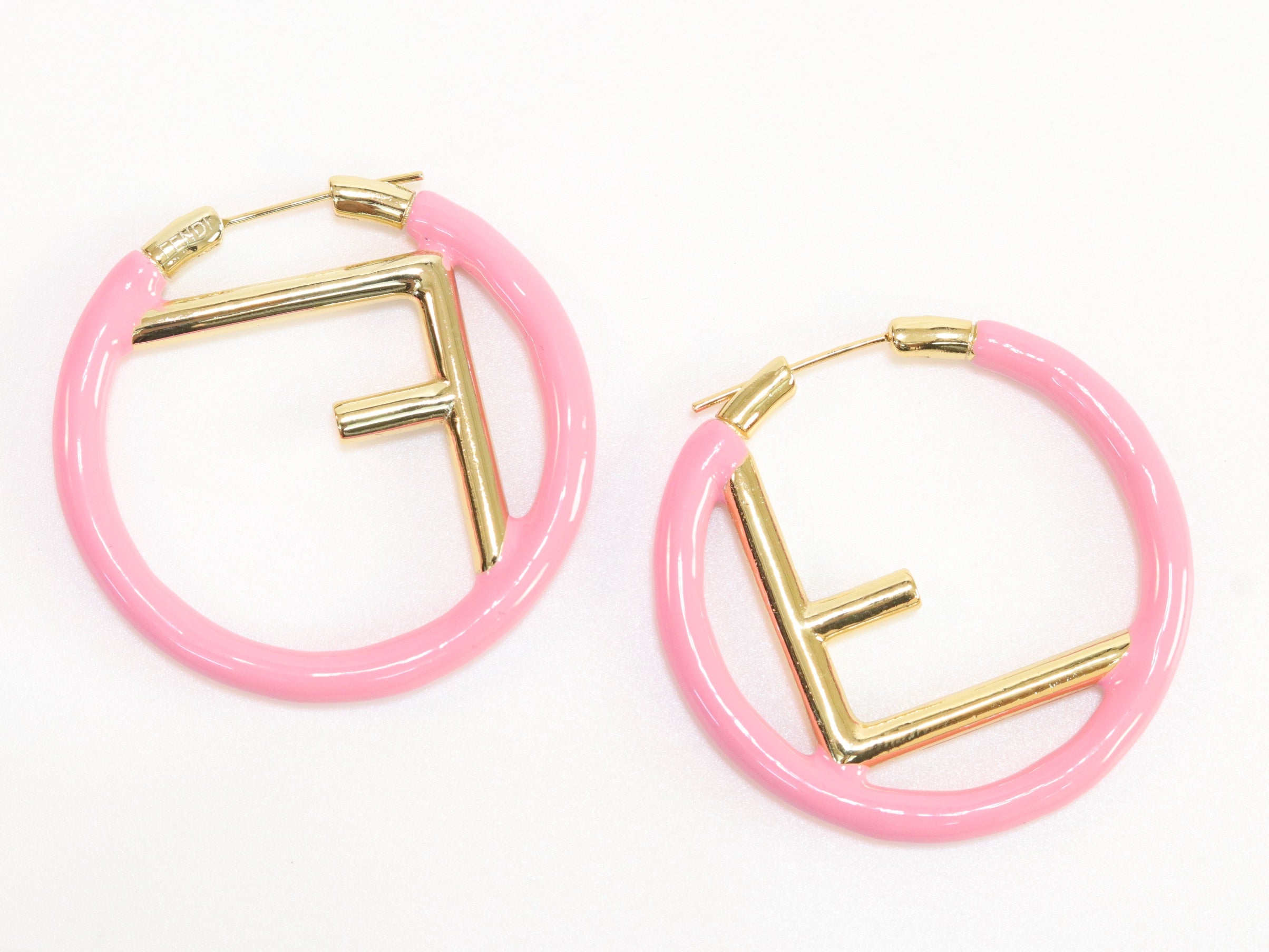 Baby Pink Alphabet F Hoops