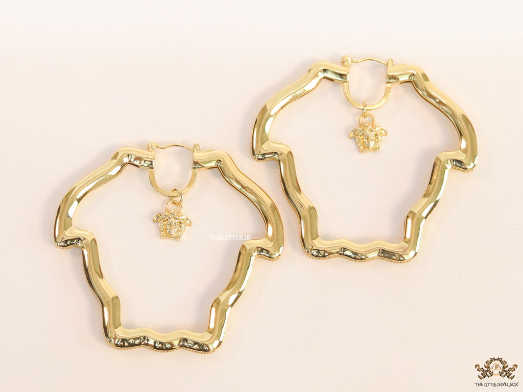 Golden Medusa frame hoops with Medusa drop