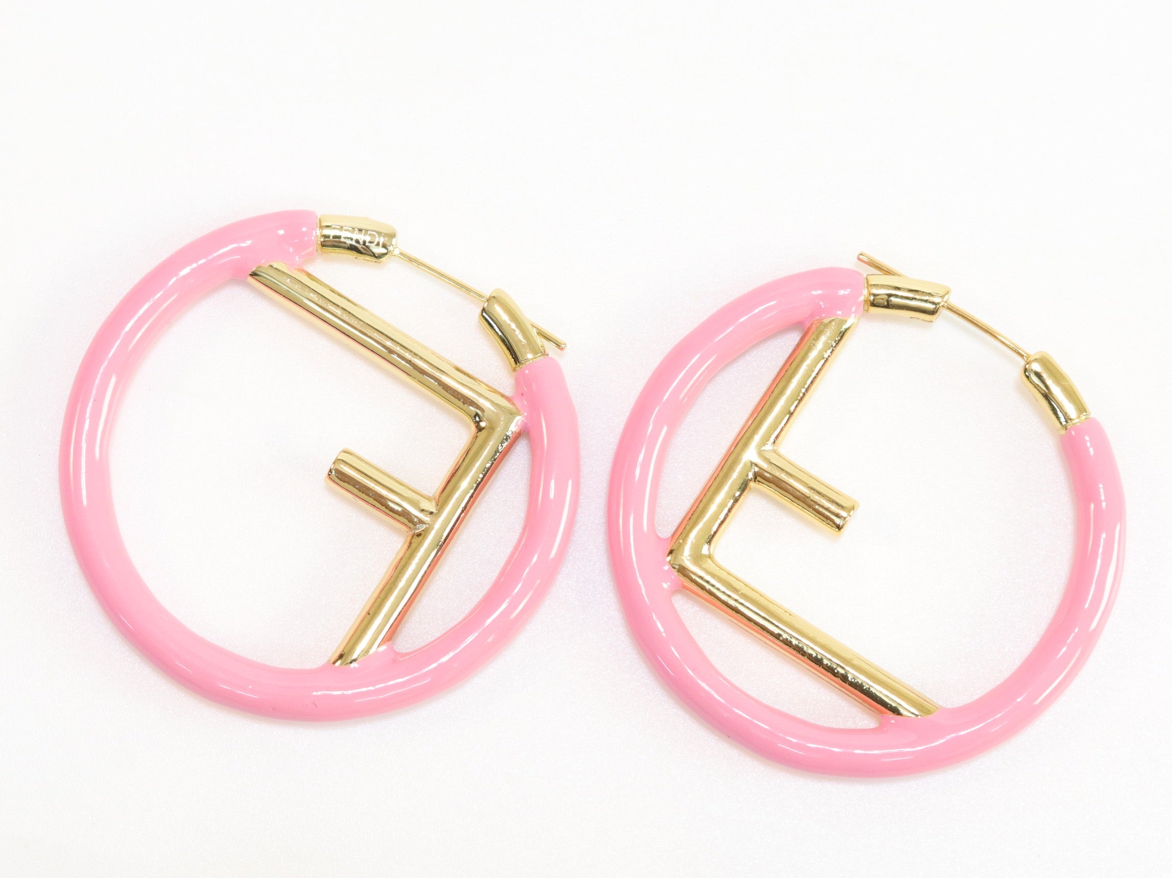 Baby Pink Alphabet F Hoops