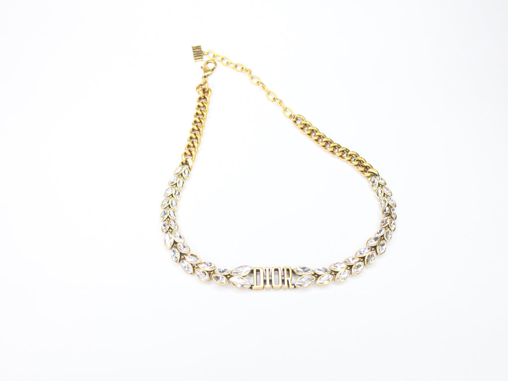 Alphabet D diamond studded chain