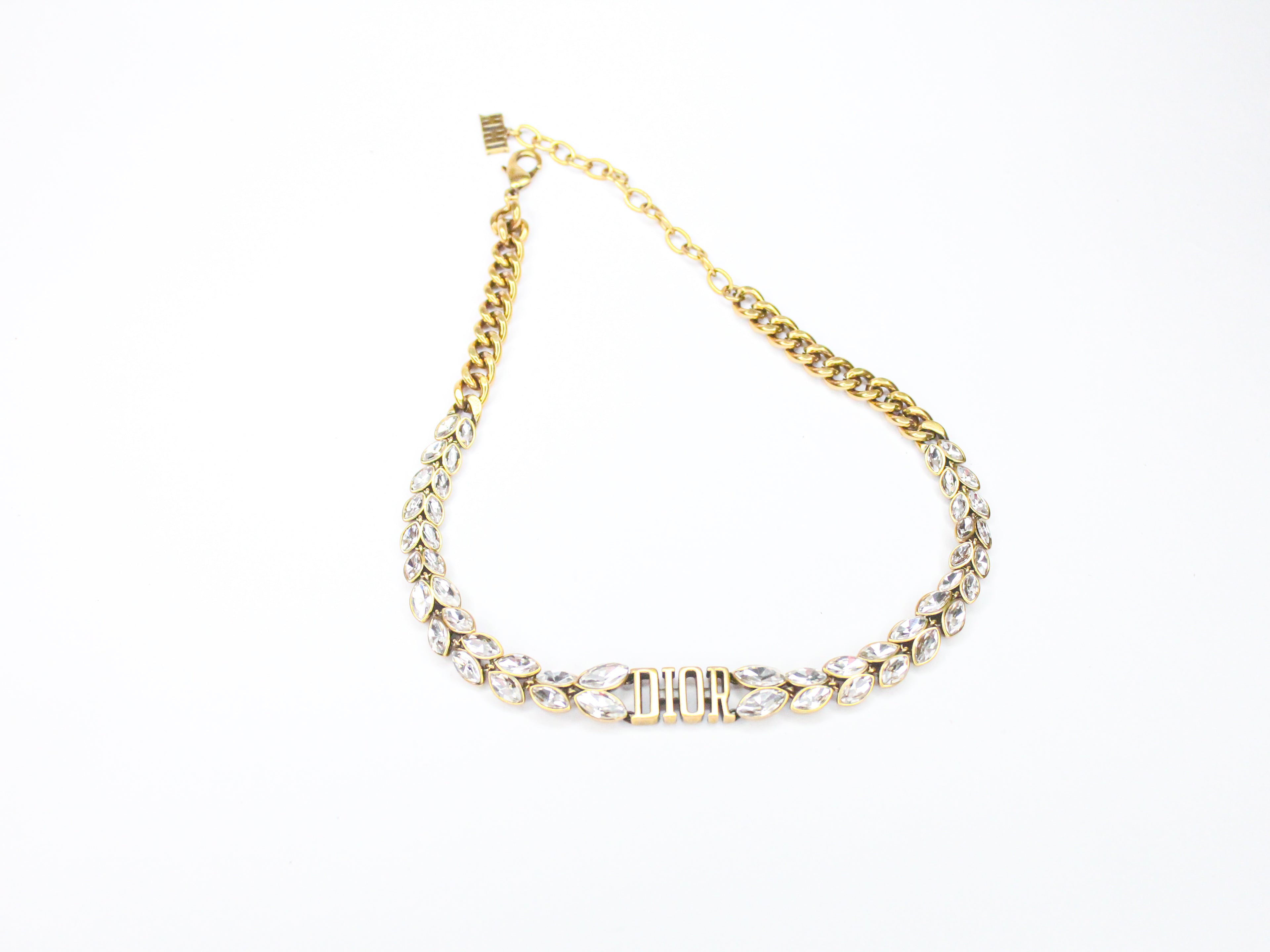 Alphabet D diamond studded chain