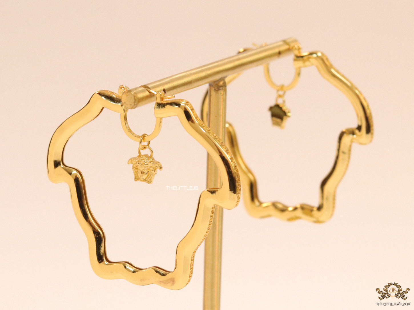 Golden Medusa frame hoops with Medusa drop
