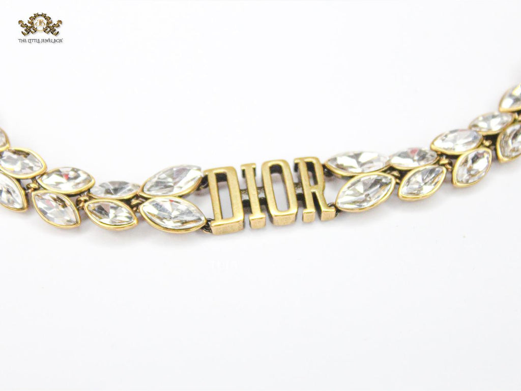 Alphabet D rhinestone studded choker chain