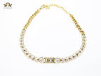 Alphabet D rhinestone studded choker chain