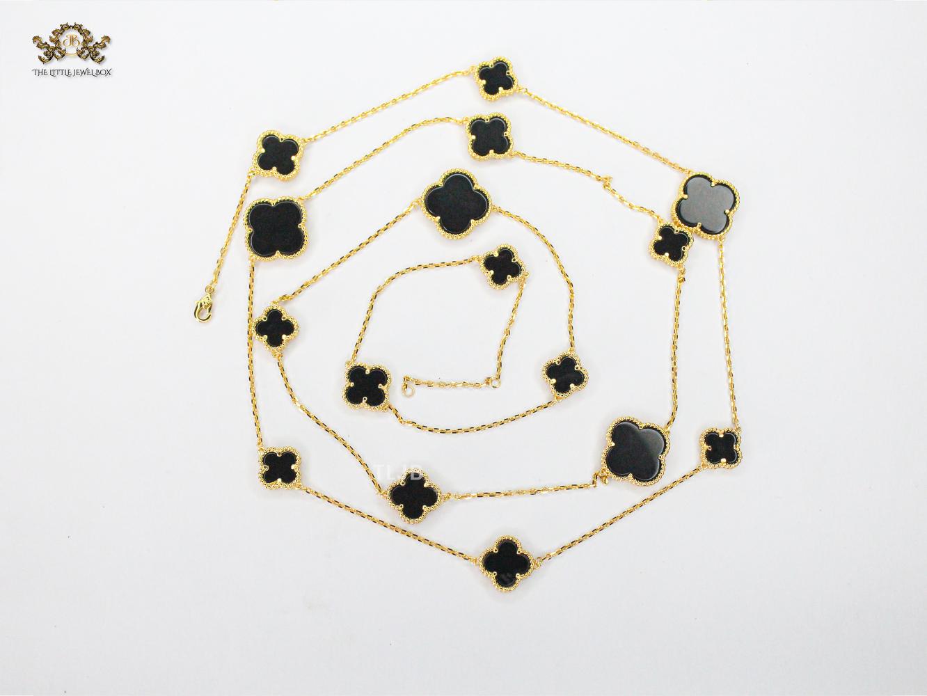 Alphabet VC Black clover long chain necklace 48 inches