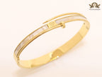 White & gold sleek screw bracelet