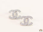 Platinum plated twin C motif cz studs