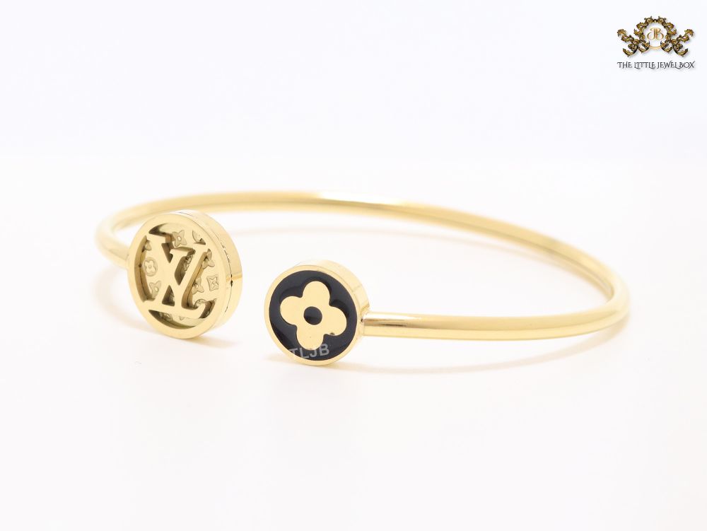 Alphabet L black & gold bracelet