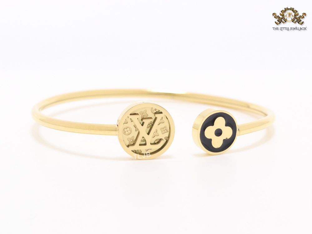Alphabet L black & gold bracelet