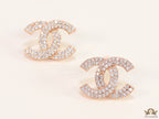 Gold plated twin C motif cz studs