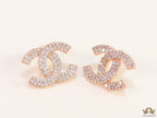 Gold plated twin C motif cz studs