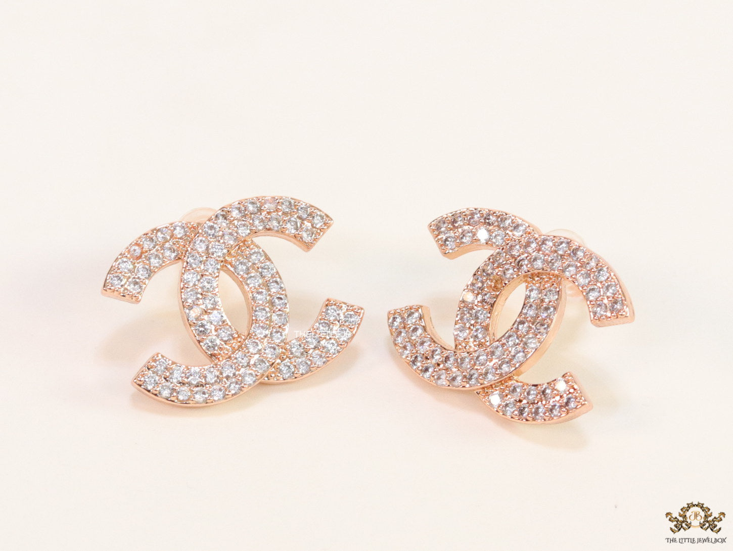 Gold plated twin C motif cz studs