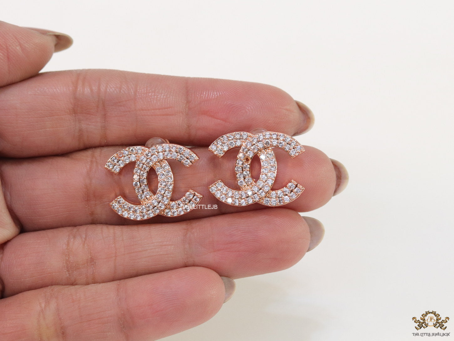 Gold plated twin C motif cz studs