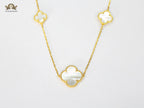 Alphabet VC White clover long chain necklace 48 inches
