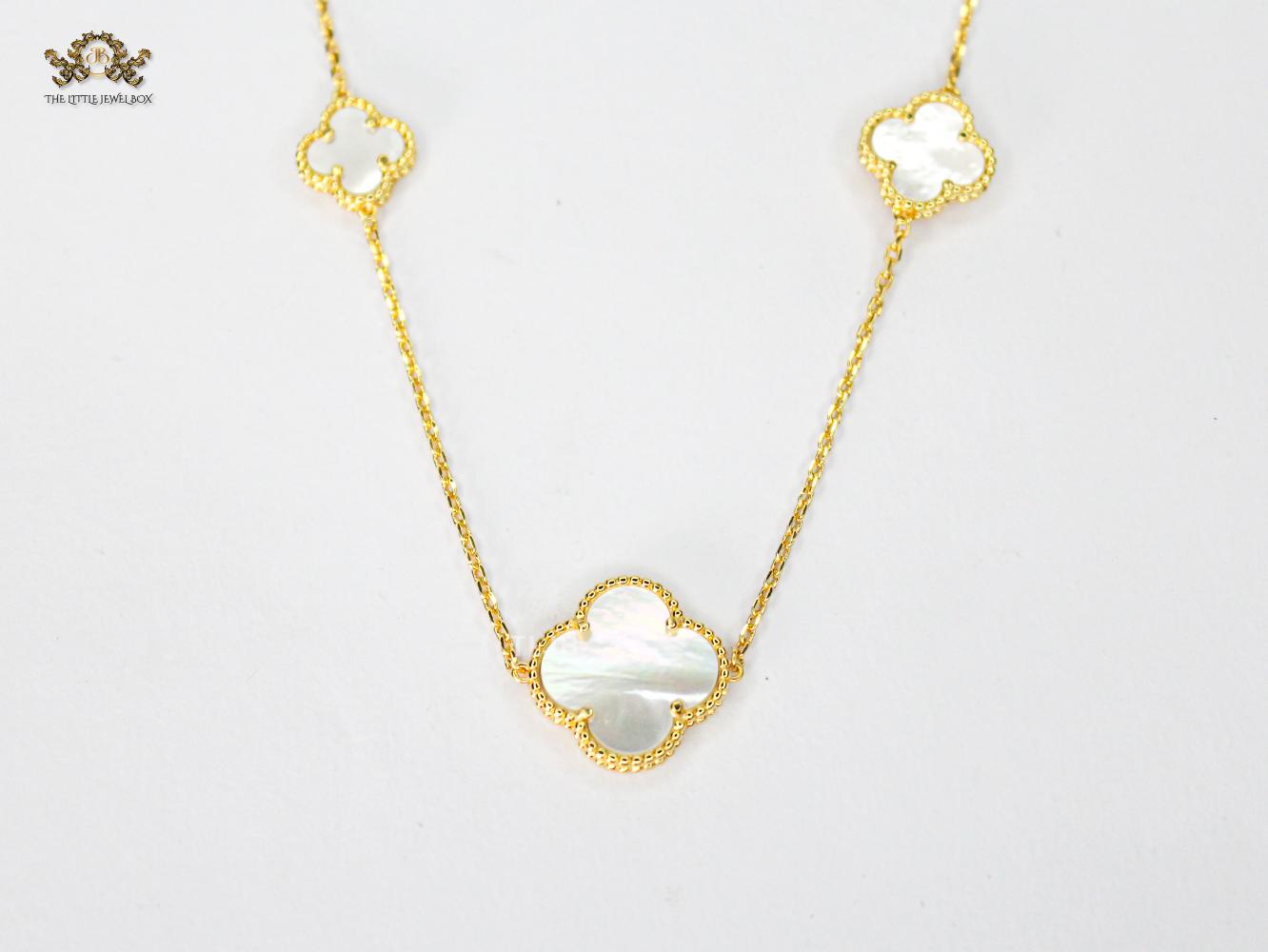 Alphabet VC White clover long chain necklace 48 inches