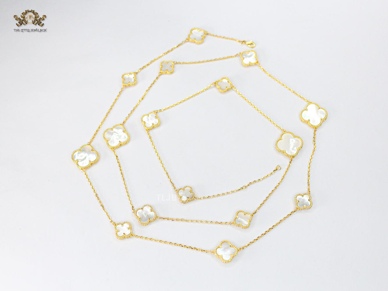 Alphabet VC White clover long chain necklace 48 inches