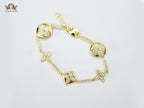 Alphabet L & V gold cz tennis bracelet