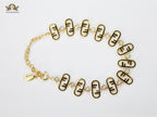 Alphabet F studded gold bracelet