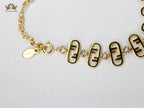 Alphabet F studded gold bracelet