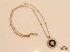 Gold plated Athena necklace in black base