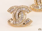 Gold plated twin C motif cz baguette studs
