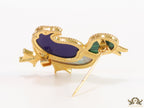 Gold plated multi-colour bird brooch