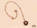 Rose gold plated Athena necklace with black base