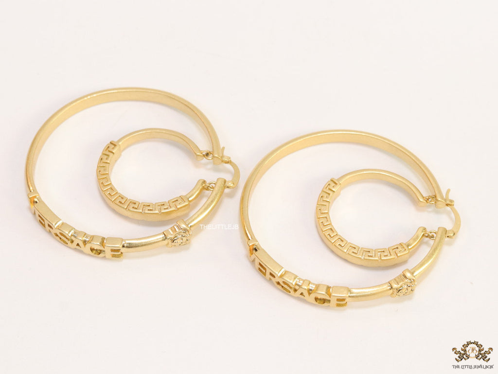 Golden Medusa hoops with alphabets 62 mm