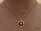 Rose gold plated Athena necklace with black base