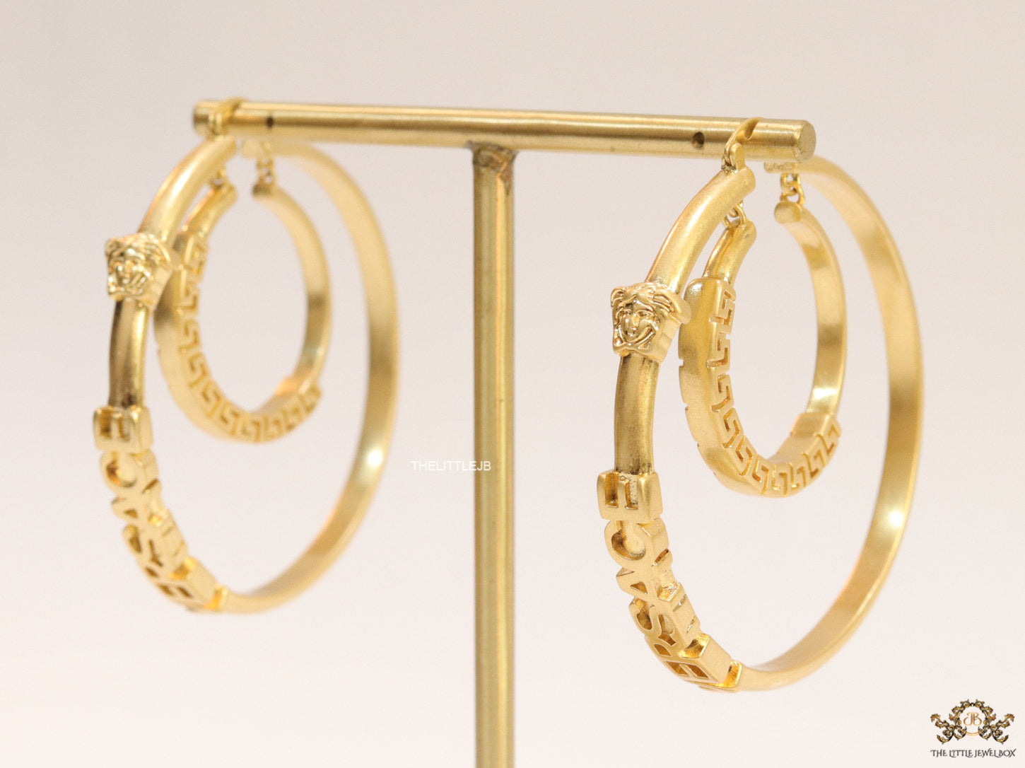 Golden Medusa hoops with alphabets 62 mm