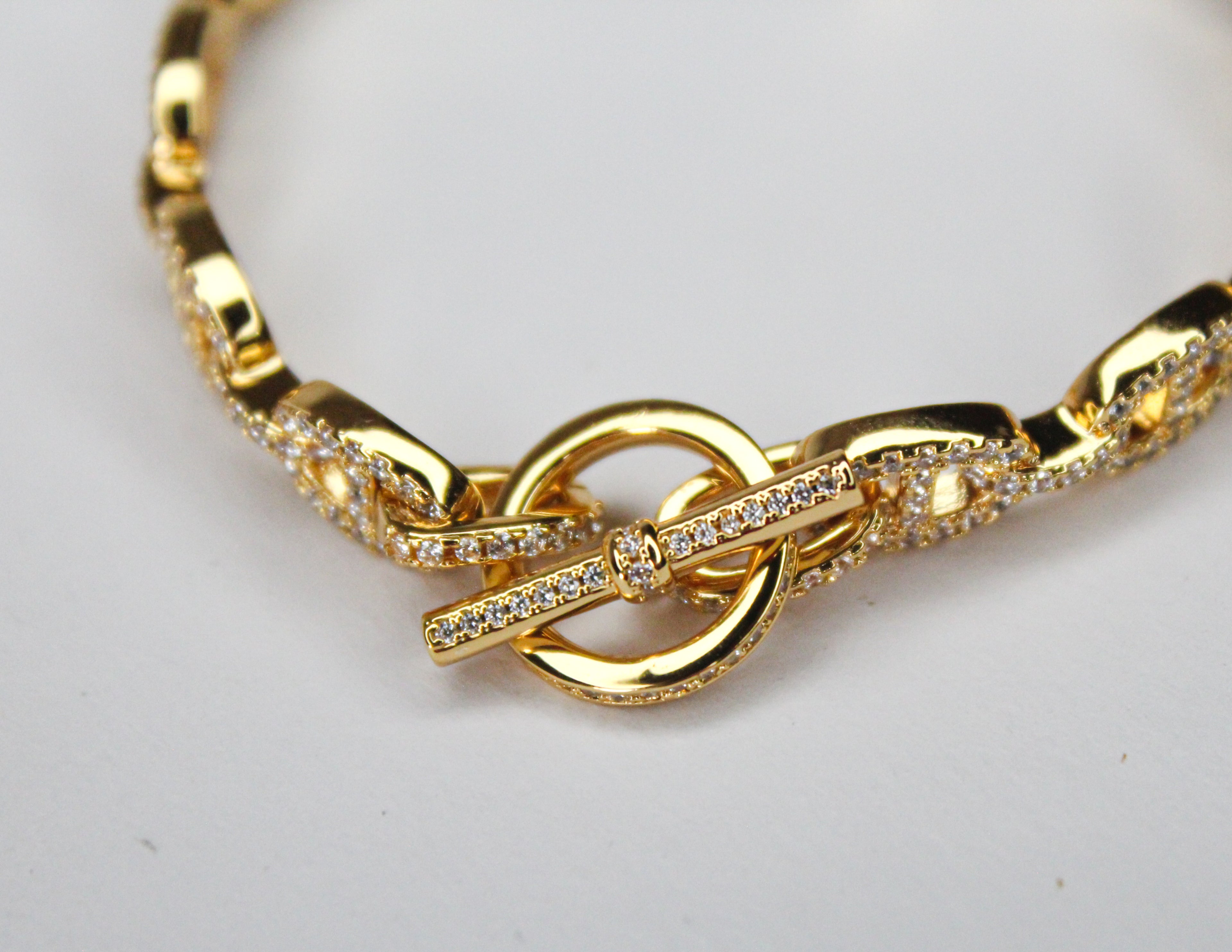 Alphabet H with CZ Gold bracelet