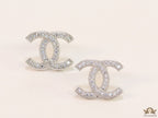 Platinum plated twin C motif cz studs