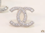 Platinum plated twin C motif cz studs