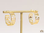 Open golden alphabet cutwork hoops