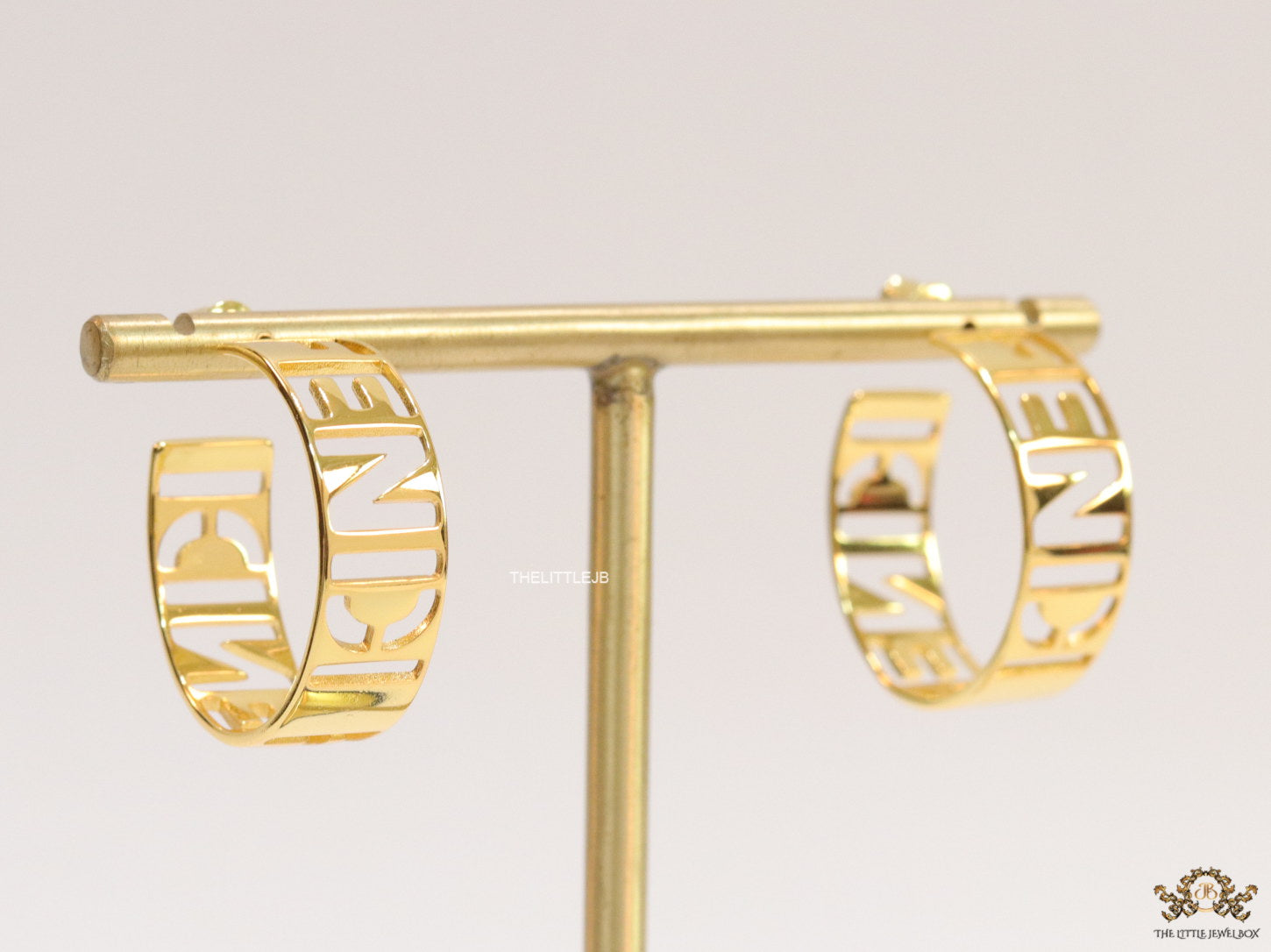 Open golden alphabet cutwork hoops