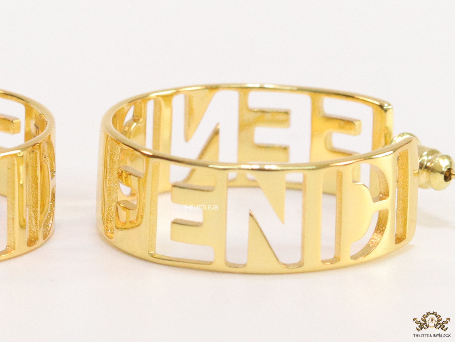 Open golden alphabet cutwork hoops