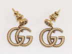 Double G rustic gold stud dangles