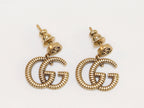 Double G rustic gold stud dangles
