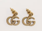 Double G rustic gold stud dangles