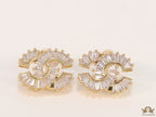 Gold plated twin C motif cz baguette studs