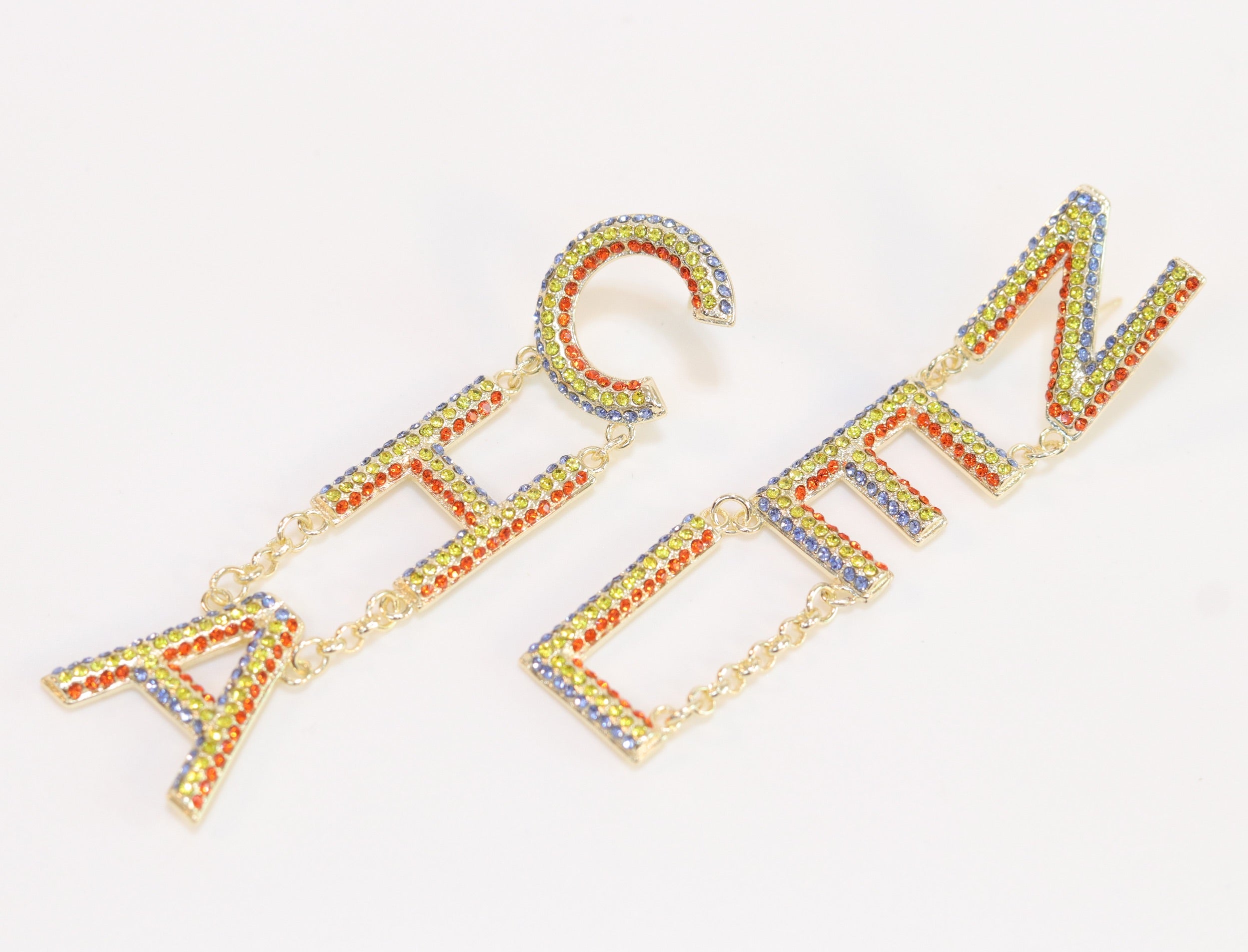 Double C long multicolored dangles