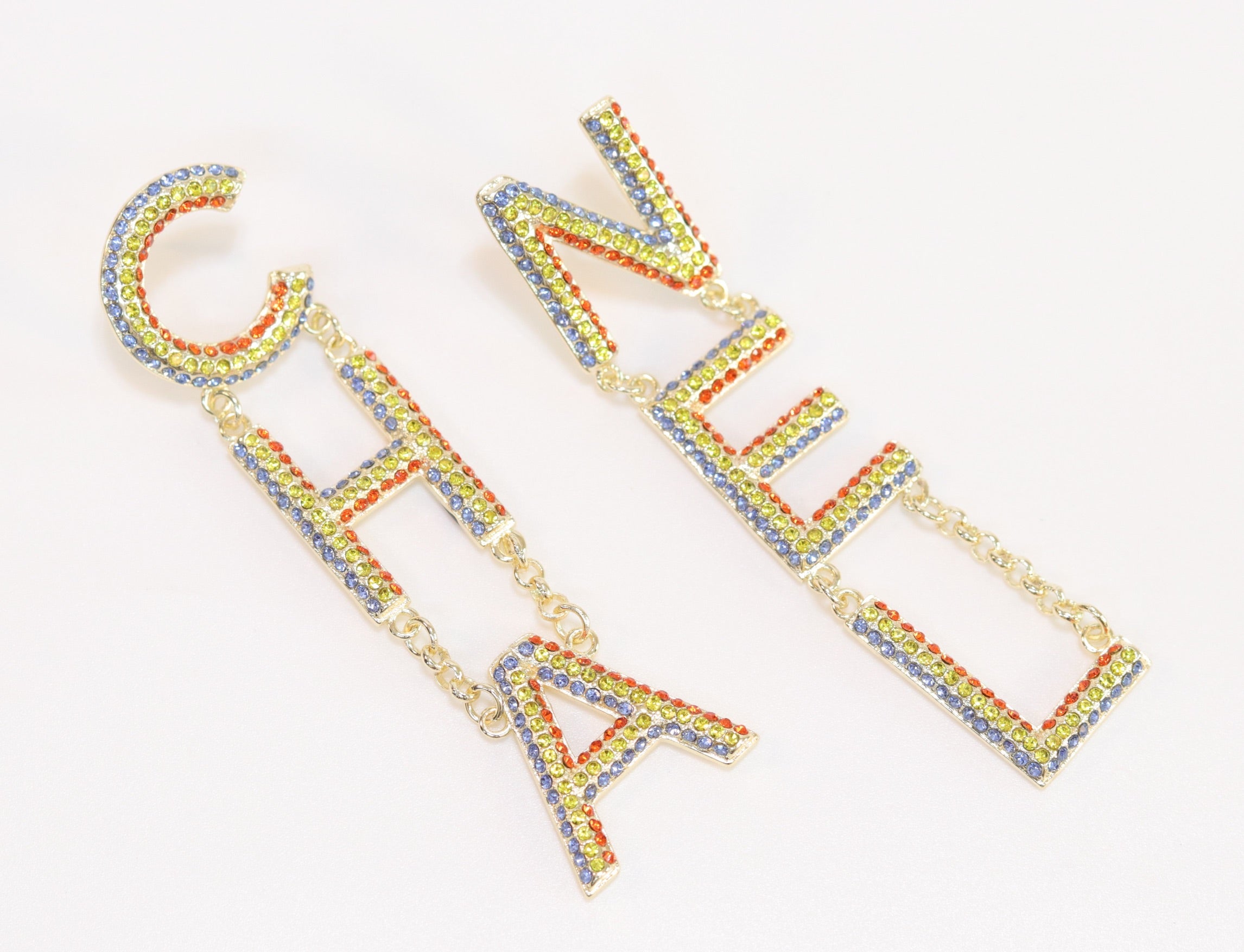 Double C long multicolored dangles