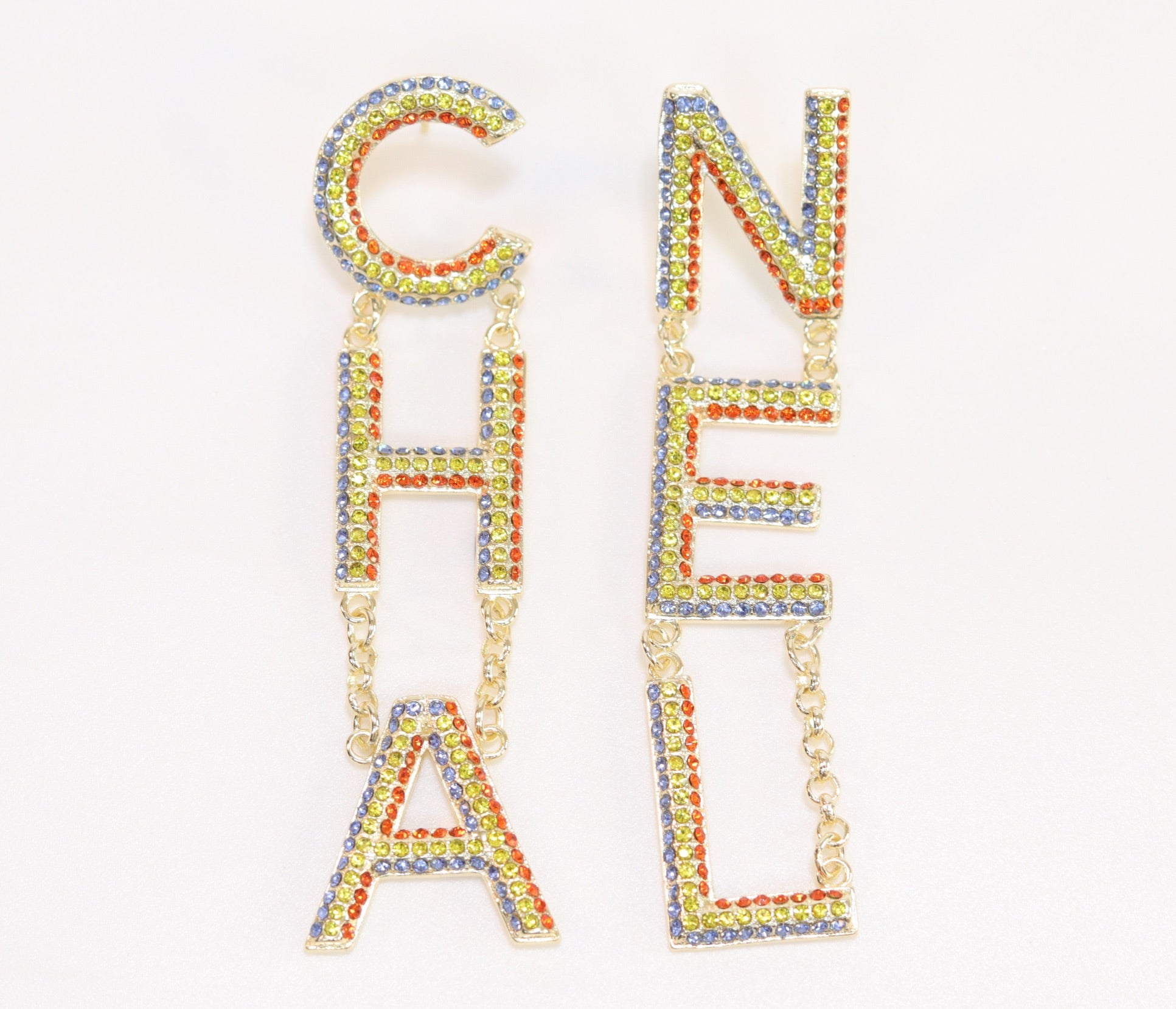 Double C long multicolored dangles