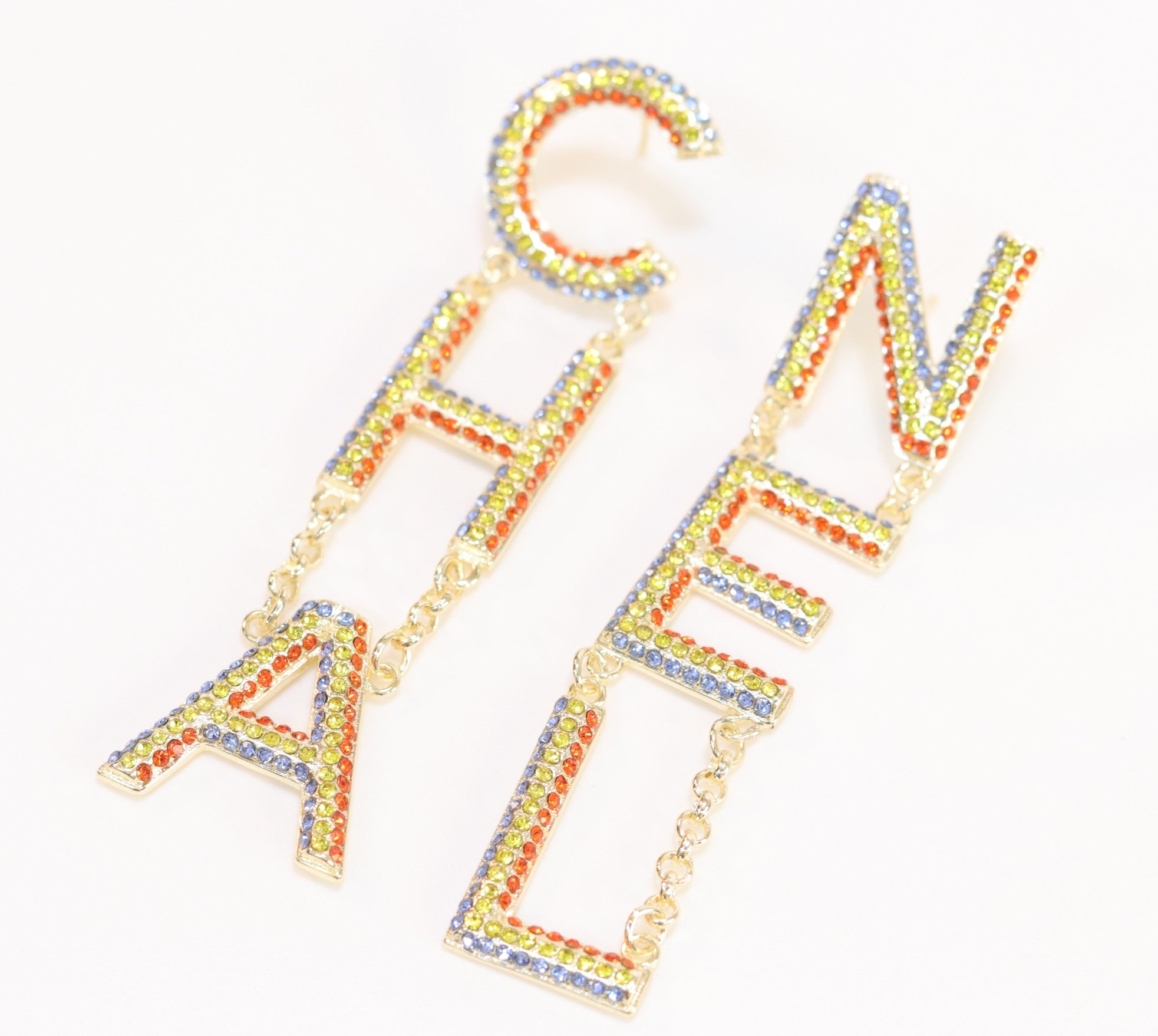 Double C long multicolored dangles