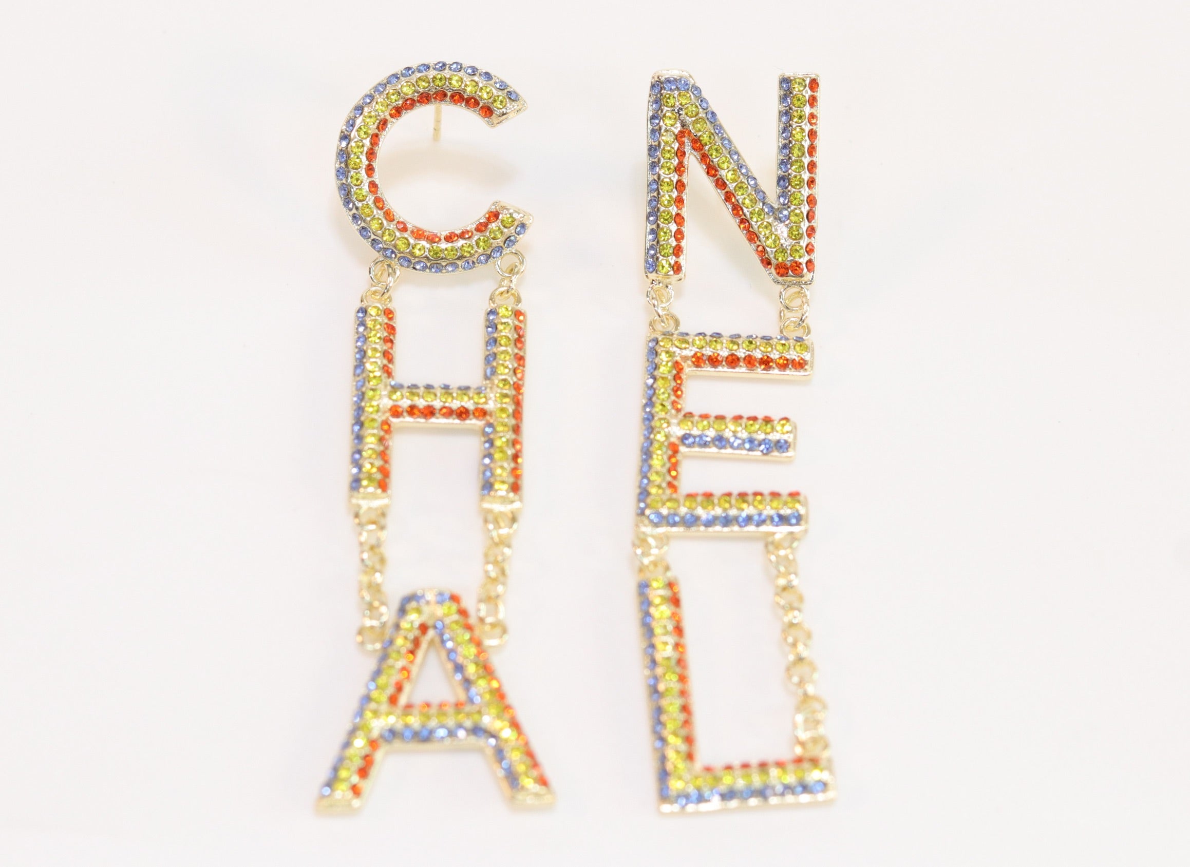 Double C long multicolored dangles