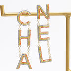 Double C long multicolored dangles