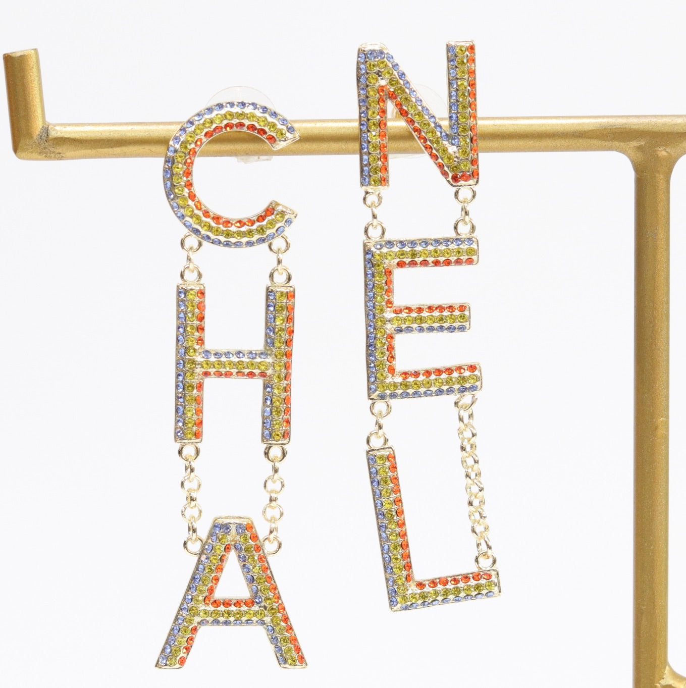 Double C long multicolored dangles