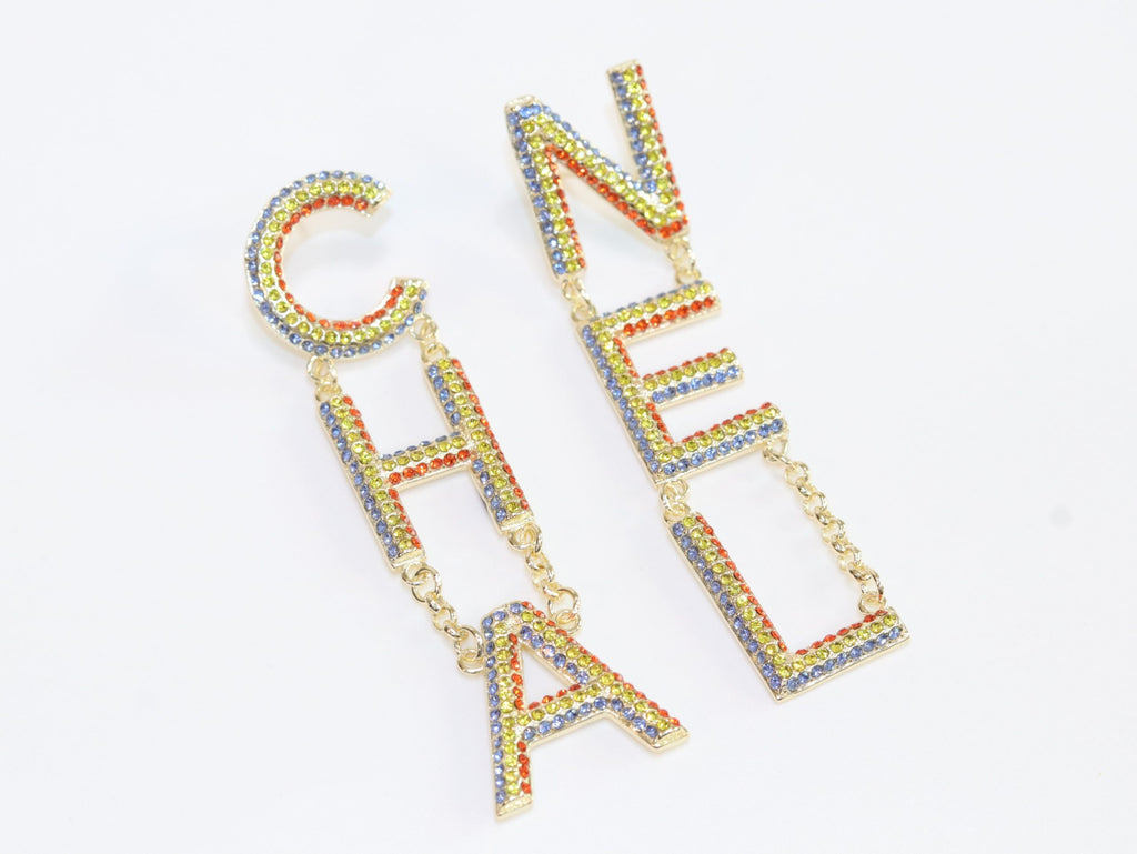 Double C long multicolored dangles