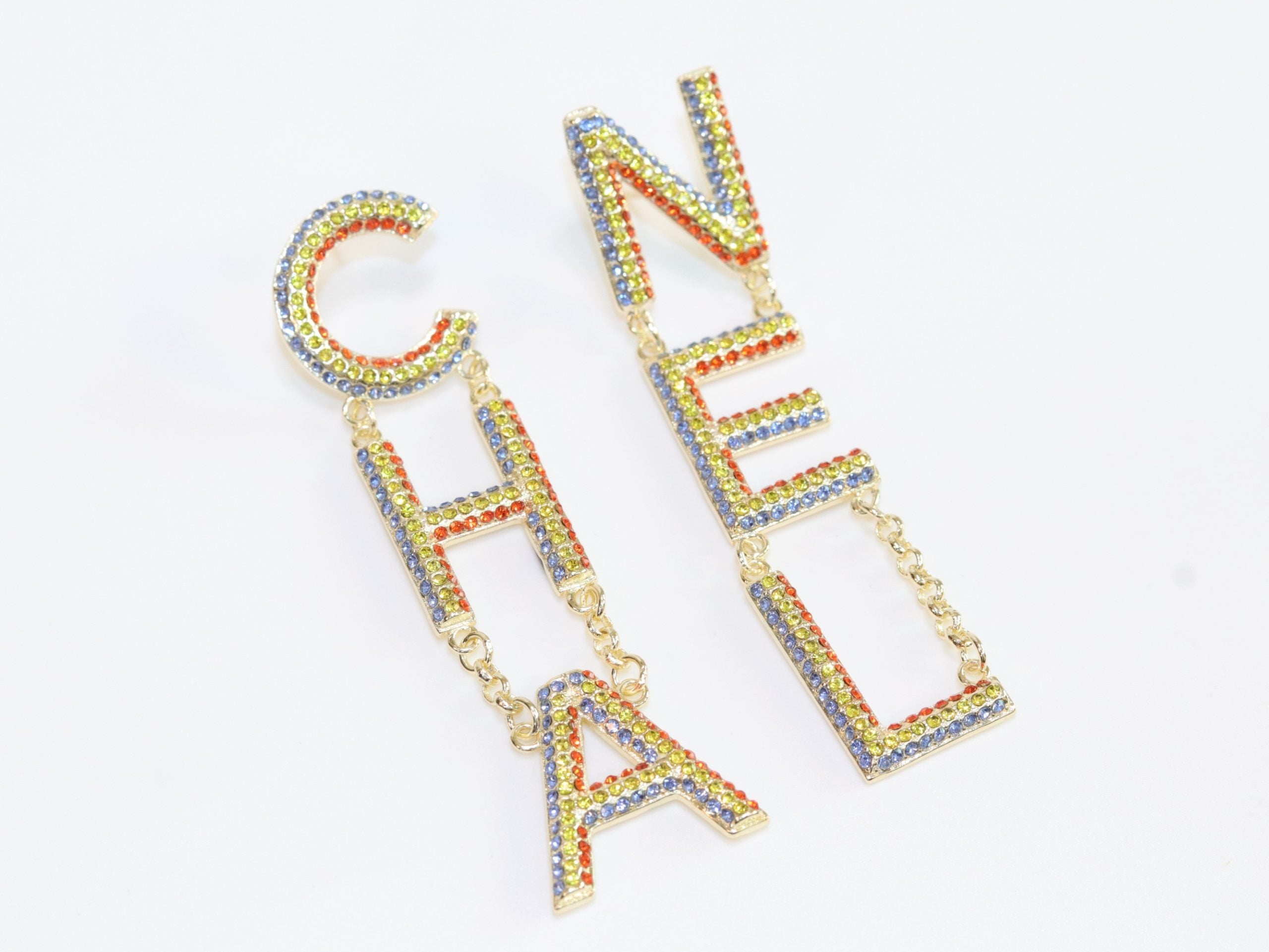 Double C long multicolored dangles