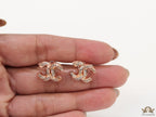 Rose gold plated entwined twin C motif cz studs
